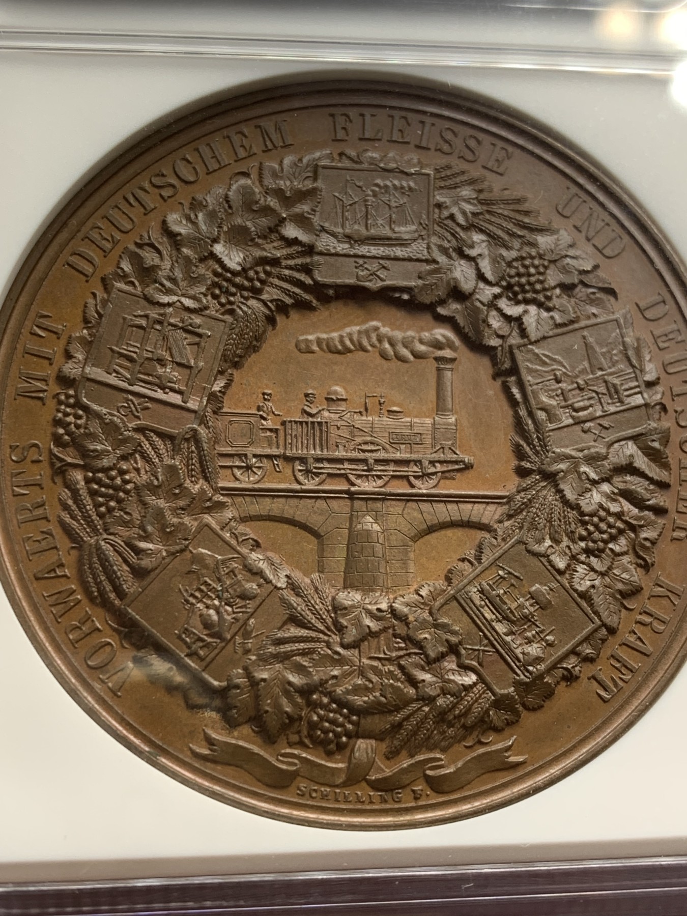 《竞宝斋》第207场-周日，周一 2场 (全场包邮) NGC MS65 德国1844柏林工业博览会铜章 亚军分 两面高浮雕都好看