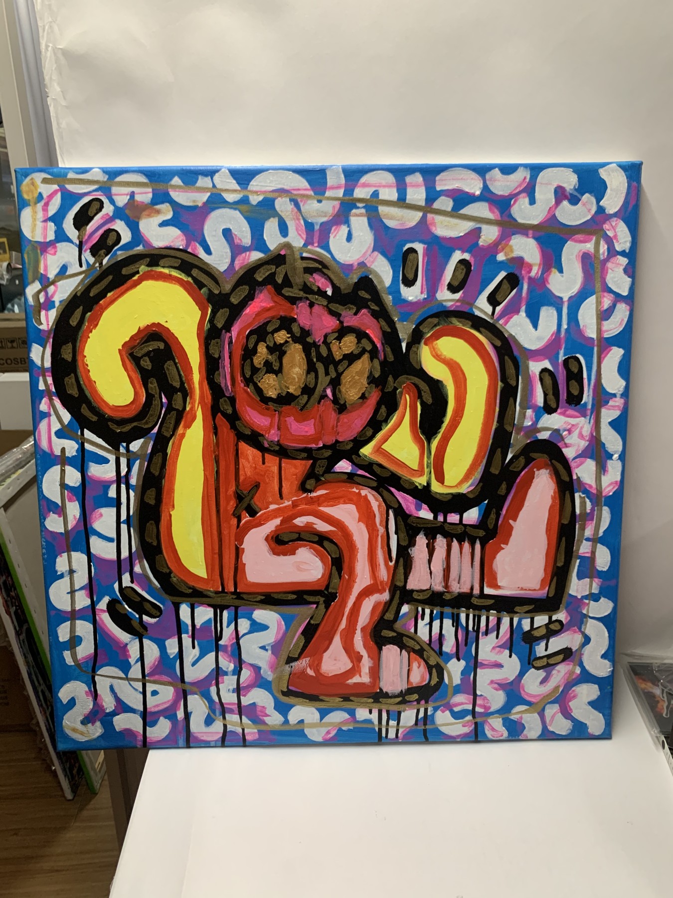 零元拍：歪歪亲笔签名原画大画幅《舞者》尺寸600/600MM