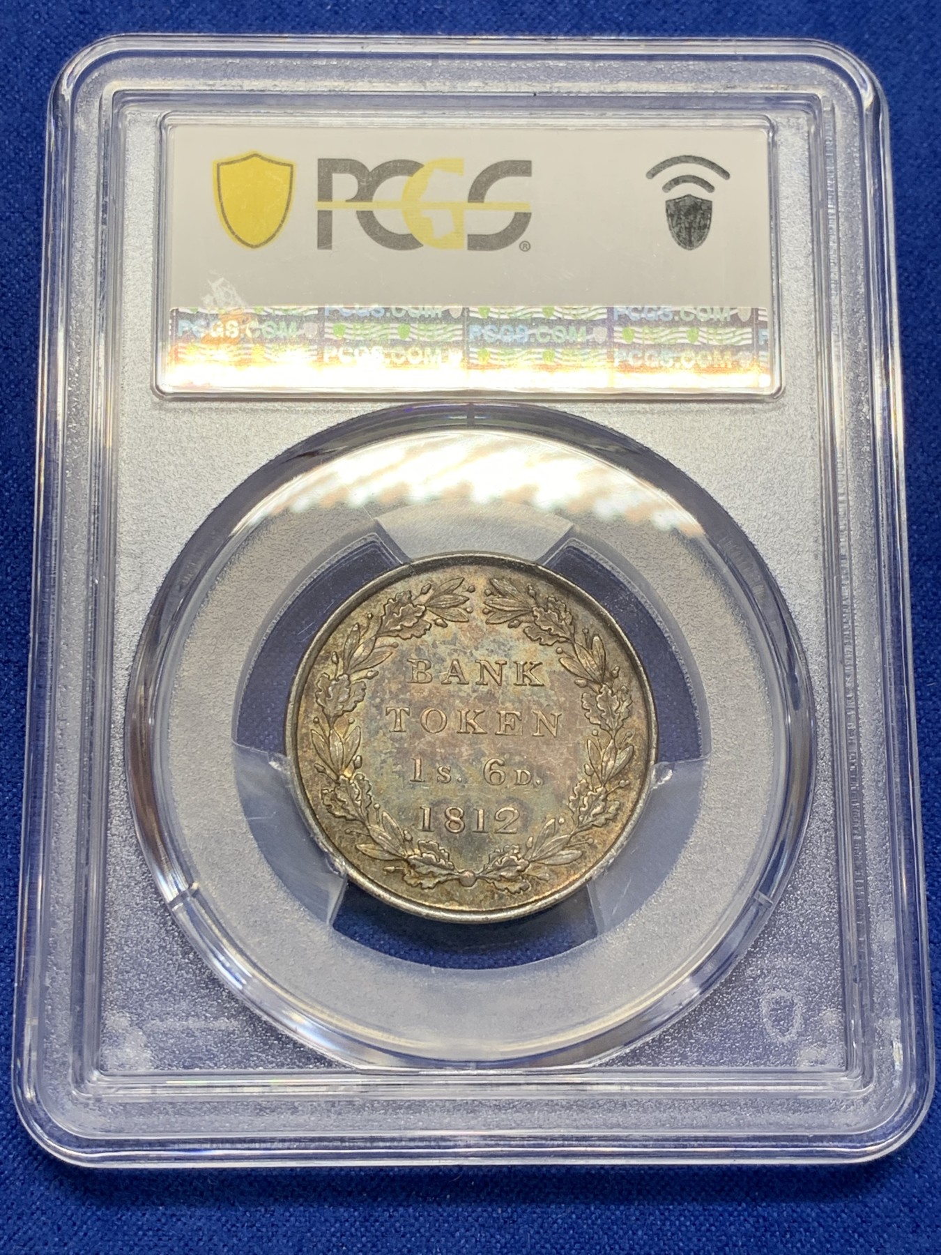 《竞宝斋》第207场-周日，周一 2场 (全场包邮) PCGS MS63 英国1812年乔治三世1先令6便士银币，五彩包浆，第二名，更高分就1个