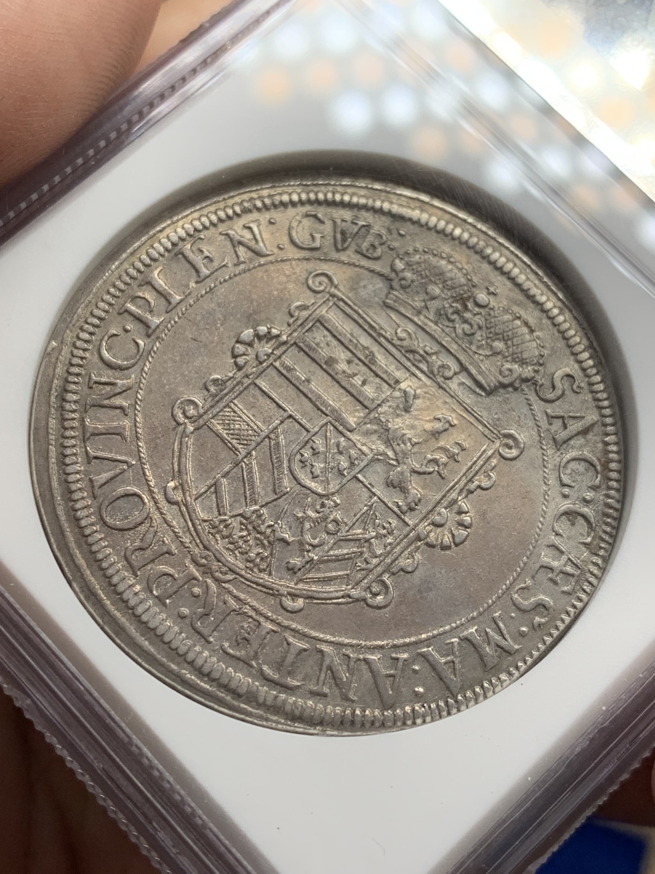 《竞宝斋》第207场-周日，周一 2场 (全场包邮) NGC-AU58分 神罗阿尔萨斯 1630年 泰勒银币 紫罗兰包浆 罕见版别 2022年Numismatik Zoettl裸币750欧成交