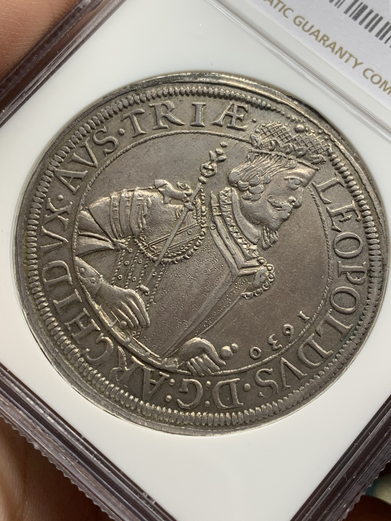 《竞宝斋》第207场-周日，周一 2场 (全场包邮) NGC-AU58分 神罗阿尔萨斯 1630年 泰勒银币 紫罗兰包浆 罕见版别 2022年Numismatik Zoettl裸币750欧成交