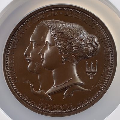 掌中浮雕-藏着的欧洲第008场 - 1851年英国伦敦世博会参展商铜奖章，直径77mm