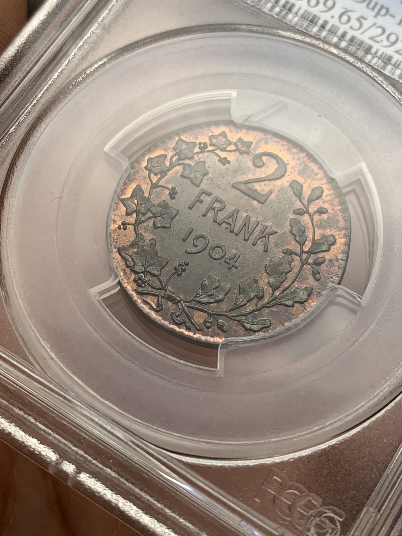 《竞宝斋》第207场-周日，周一 2场 (全场包邮) PCGS SP65   1904 比利时2法郎单面样币 非常少见的品种