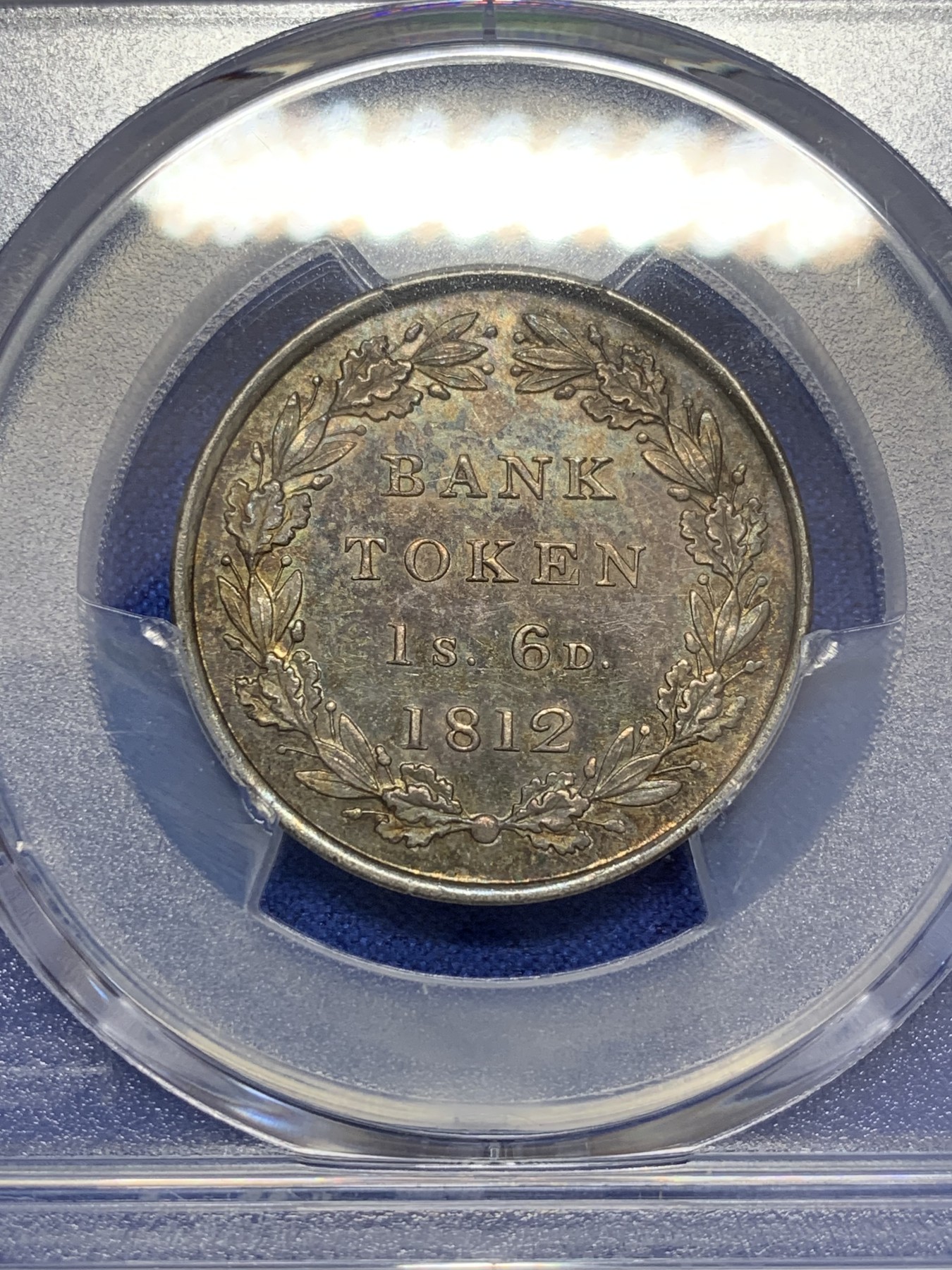 《竞宝斋》第207场-周日，周一 2场 (全场包邮) PCGS MS63 英国1812年乔治三世1先令6便士银币，五彩包浆，第二名，更高分就1个