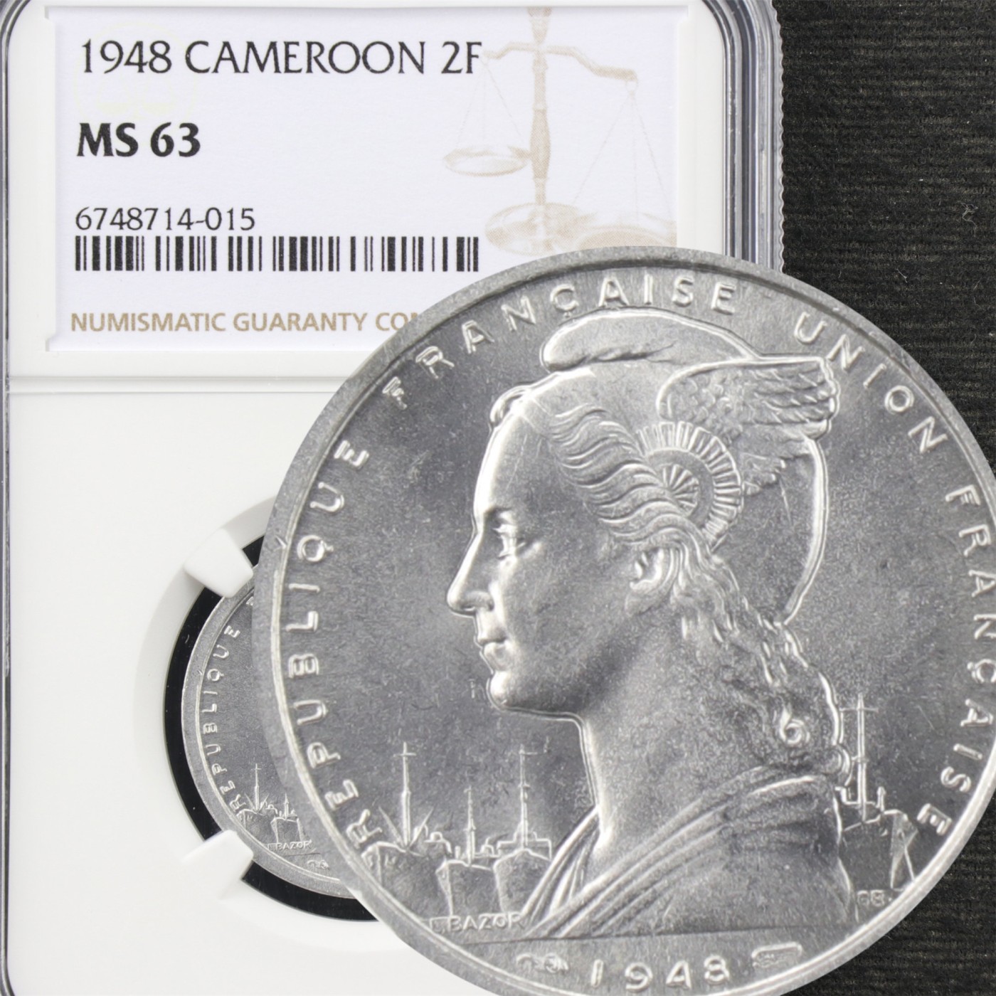 【亘邦集藏】第176期拍卖 1948年 喀麦隆2Francs NGC MS63 6748714-015