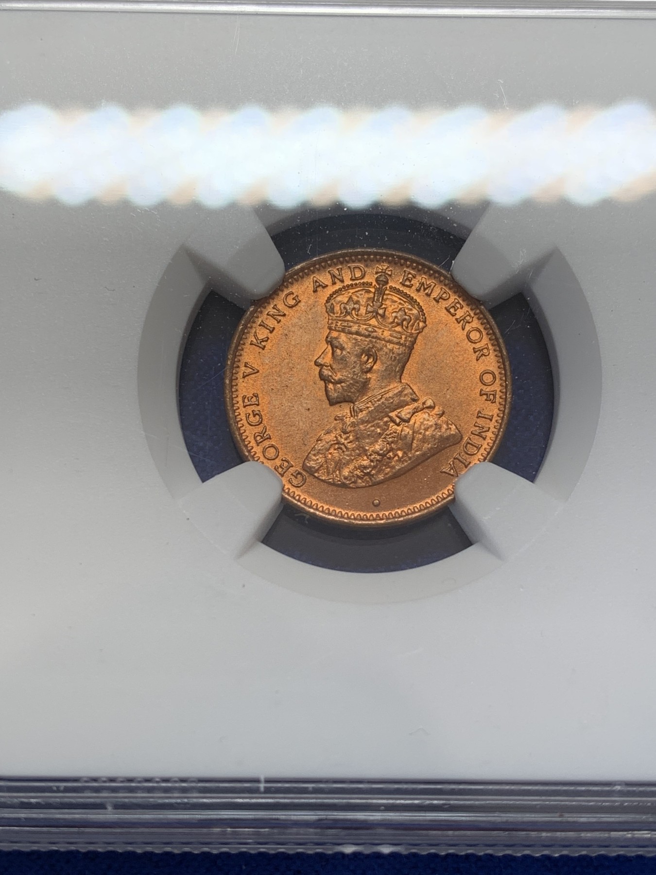 《竞宝斋》第207场-周日，周一 2场 (全场包邮) NGC-MS65RD 英属锡兰 1926年 1/2分铜币 乔治五世 原红铜光 极品品相