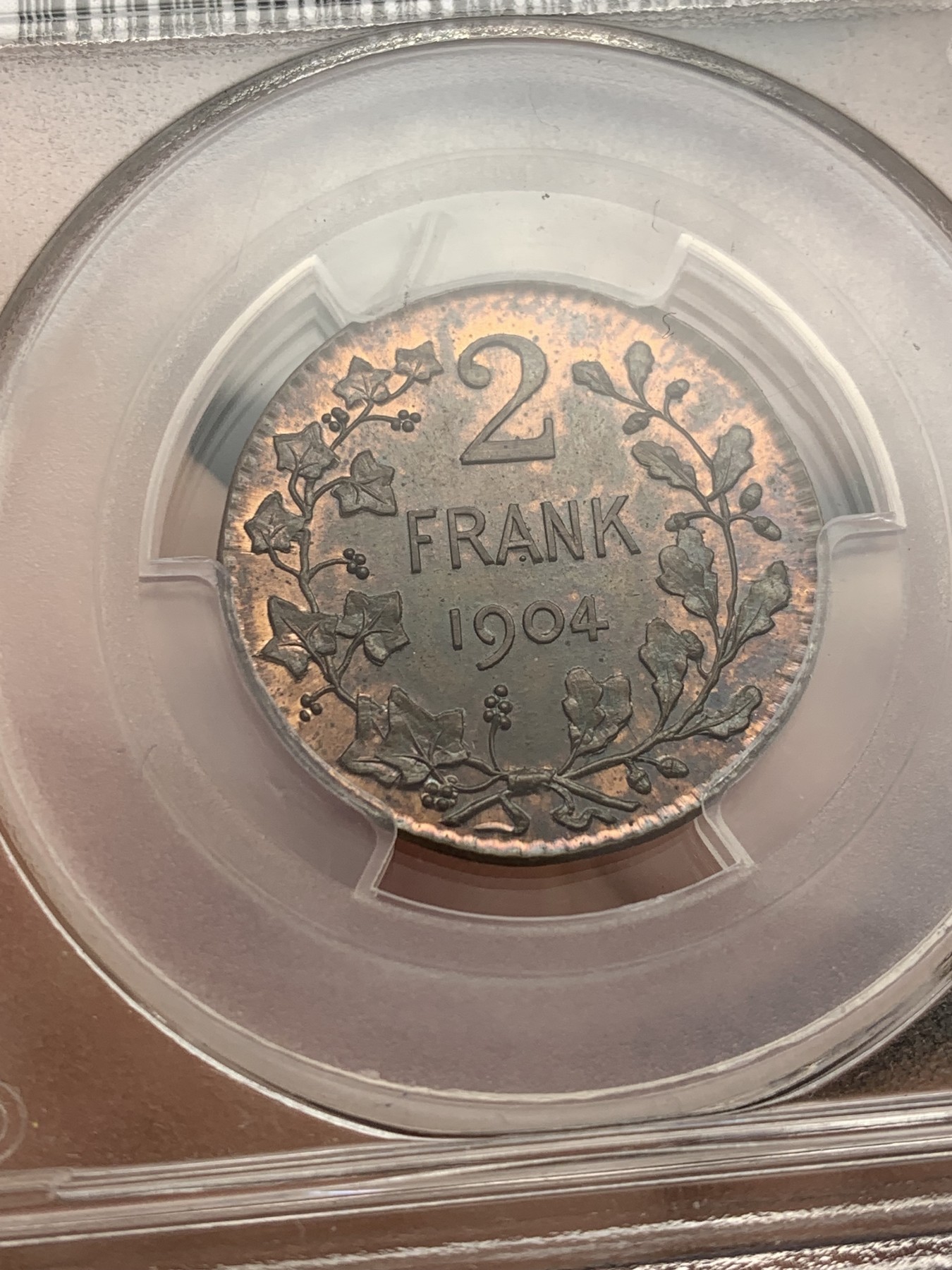 《竞宝斋》第207场-周日，周一 2场 (全场包邮) PCGS SP65   1904 比利时2法郎单面样币 非常少见的品种