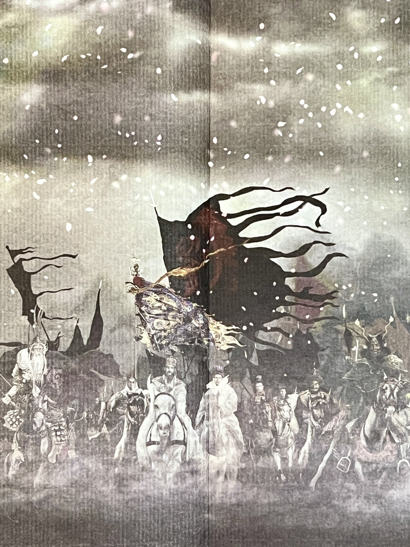 零元拍：国际知名插画大师正子公也亲签《绘卷三国志》 半熟宣复制海报。62×23.8CM。