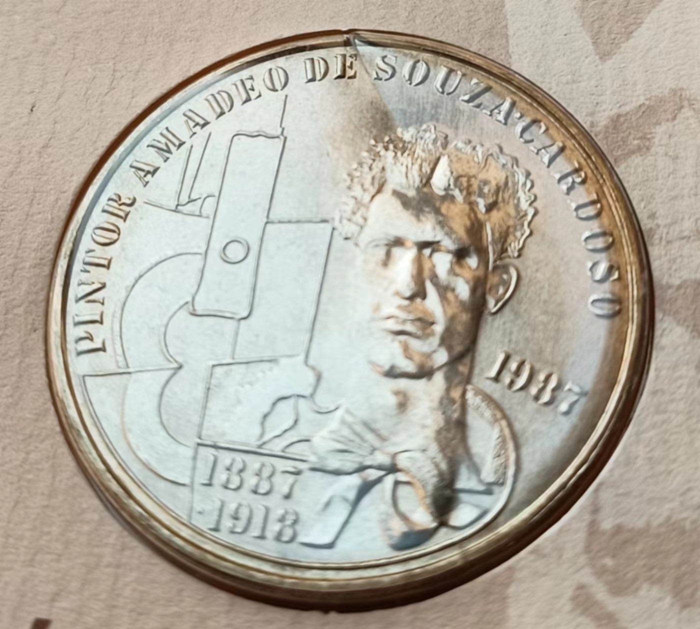 瓶子🏺第114期拍卖会  葡萄牙1987年艺术家卡多佐诞辰百年100埃斯库多纪念币 邮封