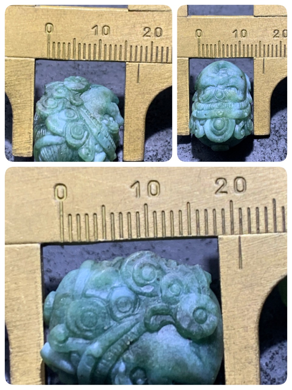 精美戈壁绿碧玉手工雕刻大黑天黄财神珠子（吊坠)一个！