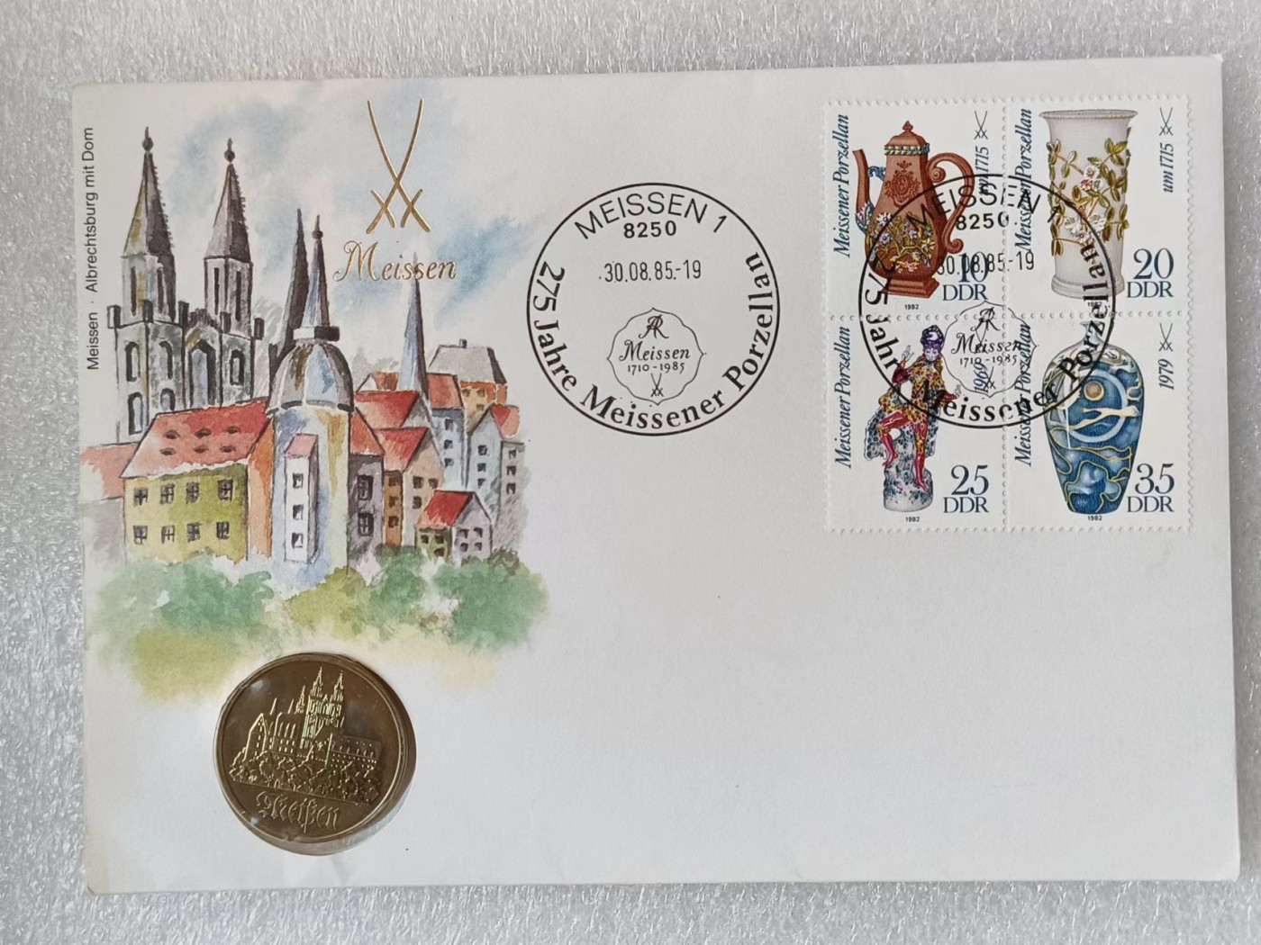 瓶子🏺第114期拍卖会  东德1972年梅森市5马克纪念币邮封