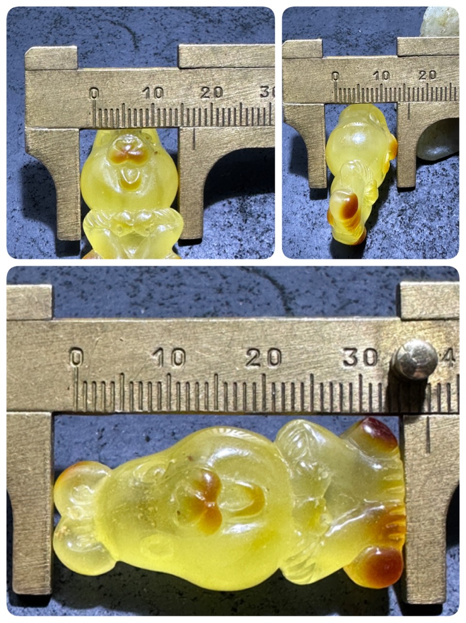 精美天然乌克兰蜜蜡原石雕刻小仓鼠吊坠一个，