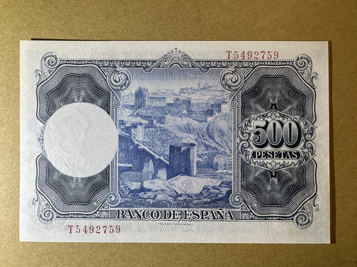 《张总收藏》122期-大美外币 西班牙500比塞塔 UNC 1954年 西班牙画家苏洛阿加