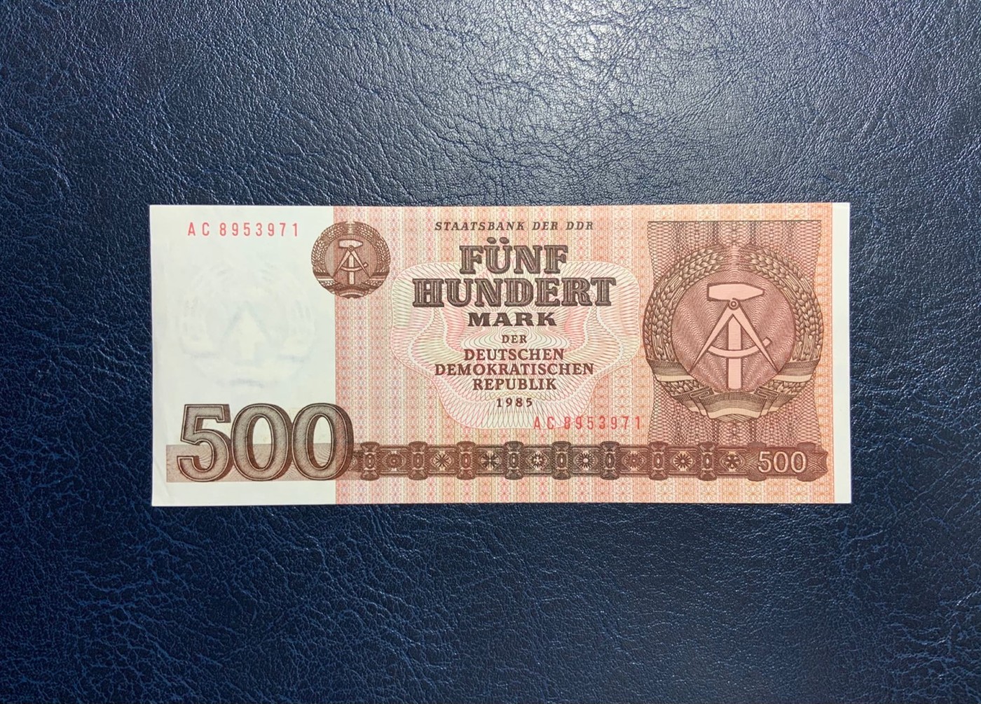 收藏联盟Quantum Auction 第298期拍卖  德国民主国家1985年500马克 品相UNC-