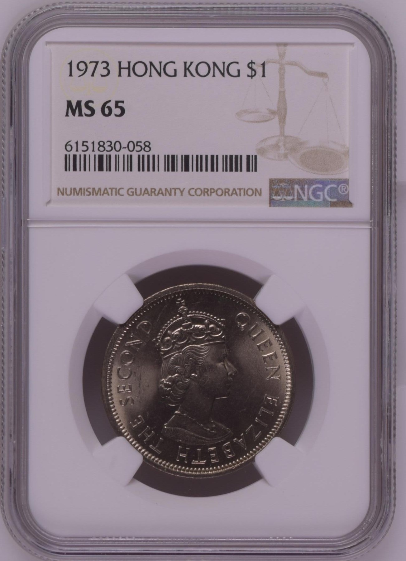 收藏联盟Quantum Auction 第298期拍卖  香港1973年1大圆 NGC ms65 高冠女王 
