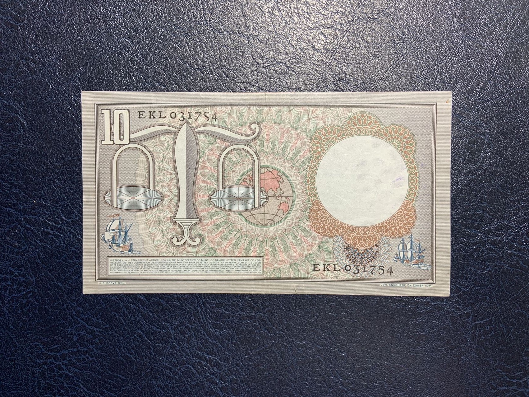 收藏联盟Quantum Auction 第298期拍卖  荷兰1953年10盾 品相如图 法学家格劳秀斯