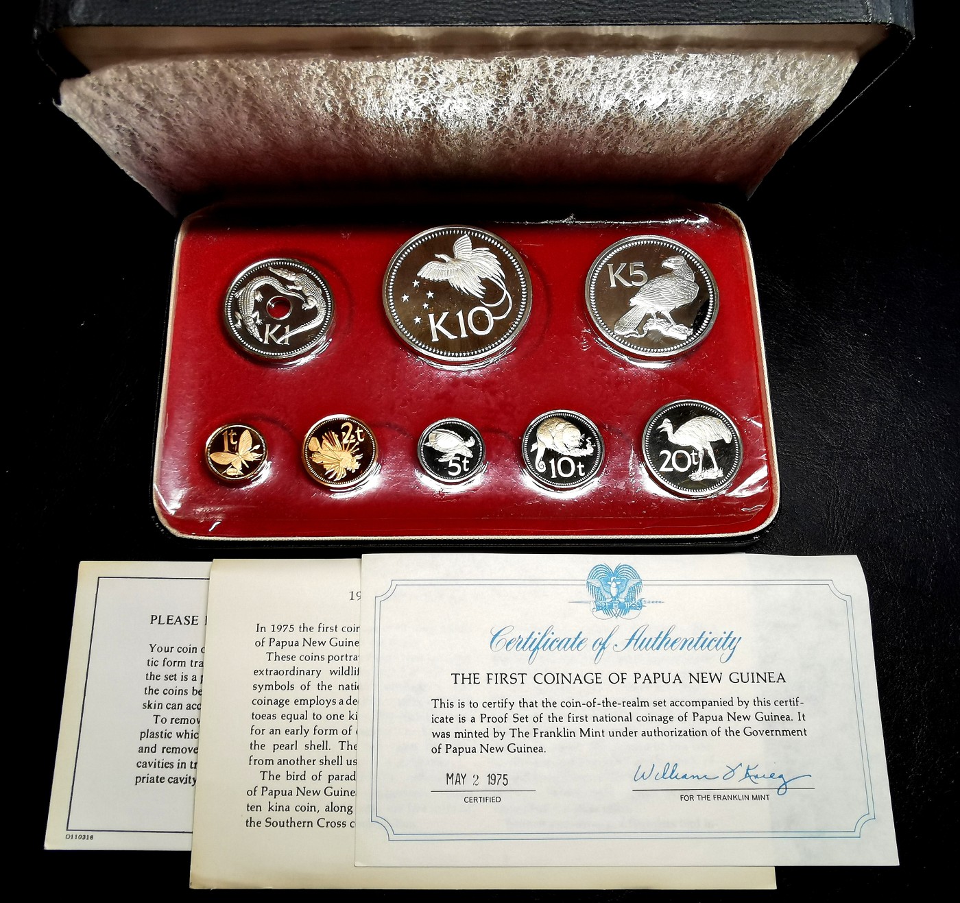 凡希社世界钱币微拍第二百五十一期 1975巴布亚新几内亚精铸PS原盒证书！