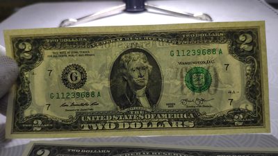 4张~美国2美元88双尾无4无47无457靓号美品