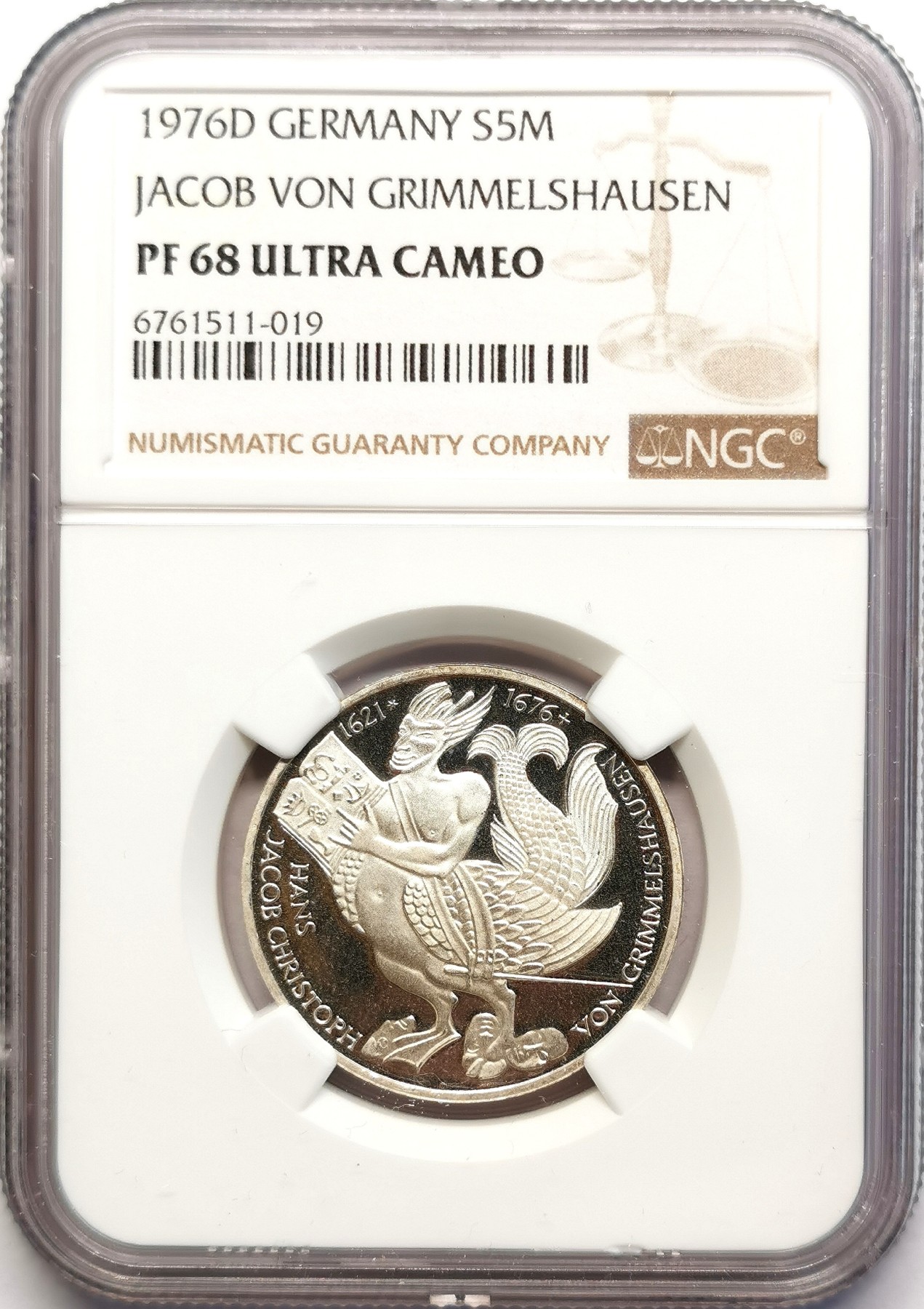 凡希社世界钱币微拍第二百五十一期 1976西德鸟人5马克银币NGC-PF68UC