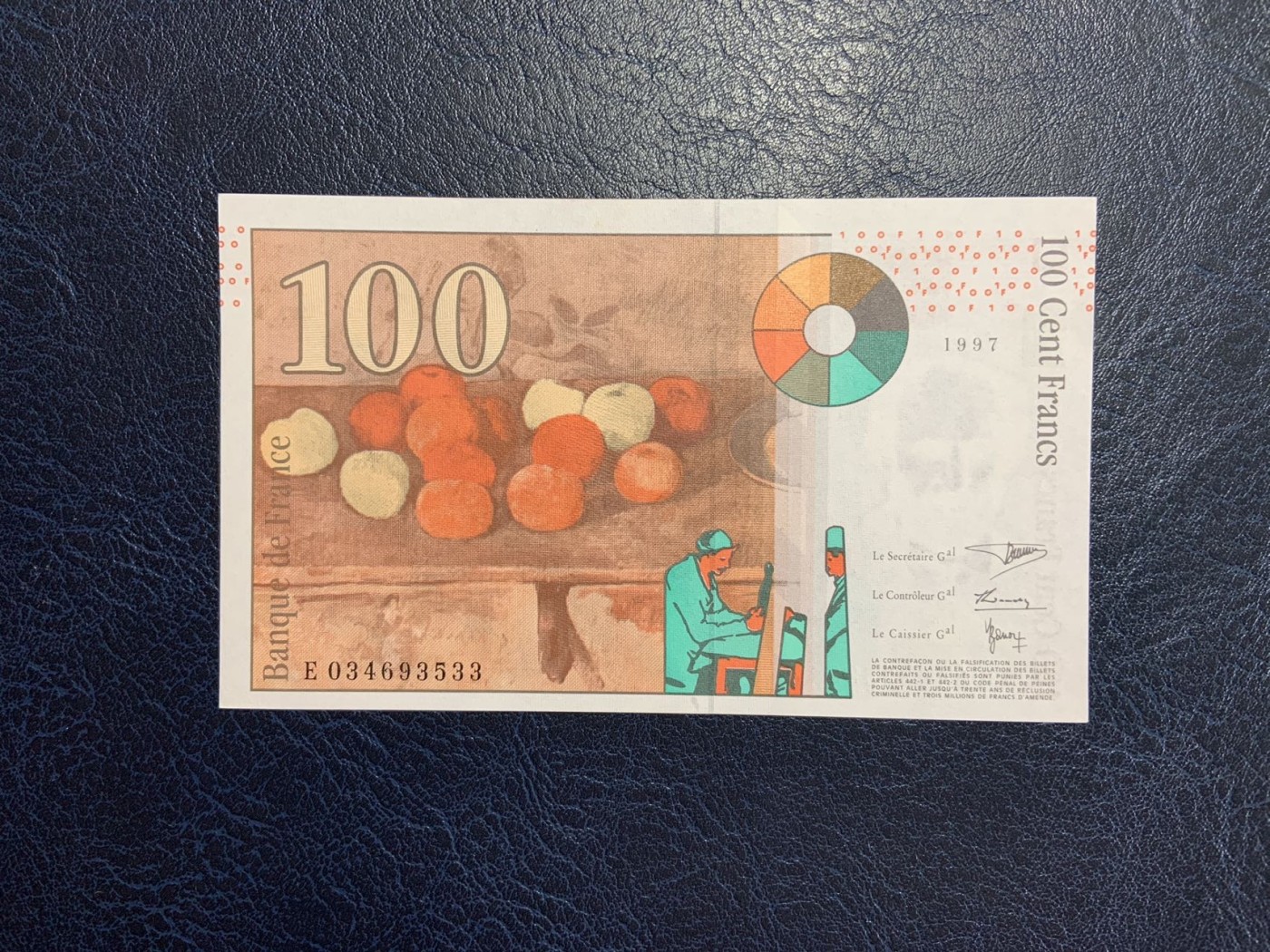 收藏联盟Quantum Auction 第298期拍卖  法国1997年100法郎 品相UNC 画家塞尚