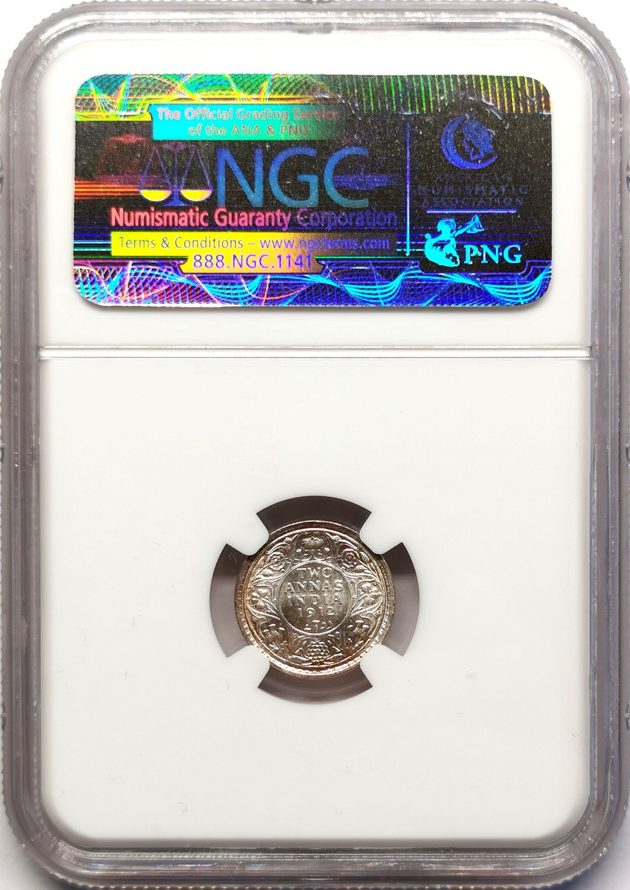 凡希社世界钱币微拍第二百五十一期 1912英属印度乔五2安那银币NGC-MS64