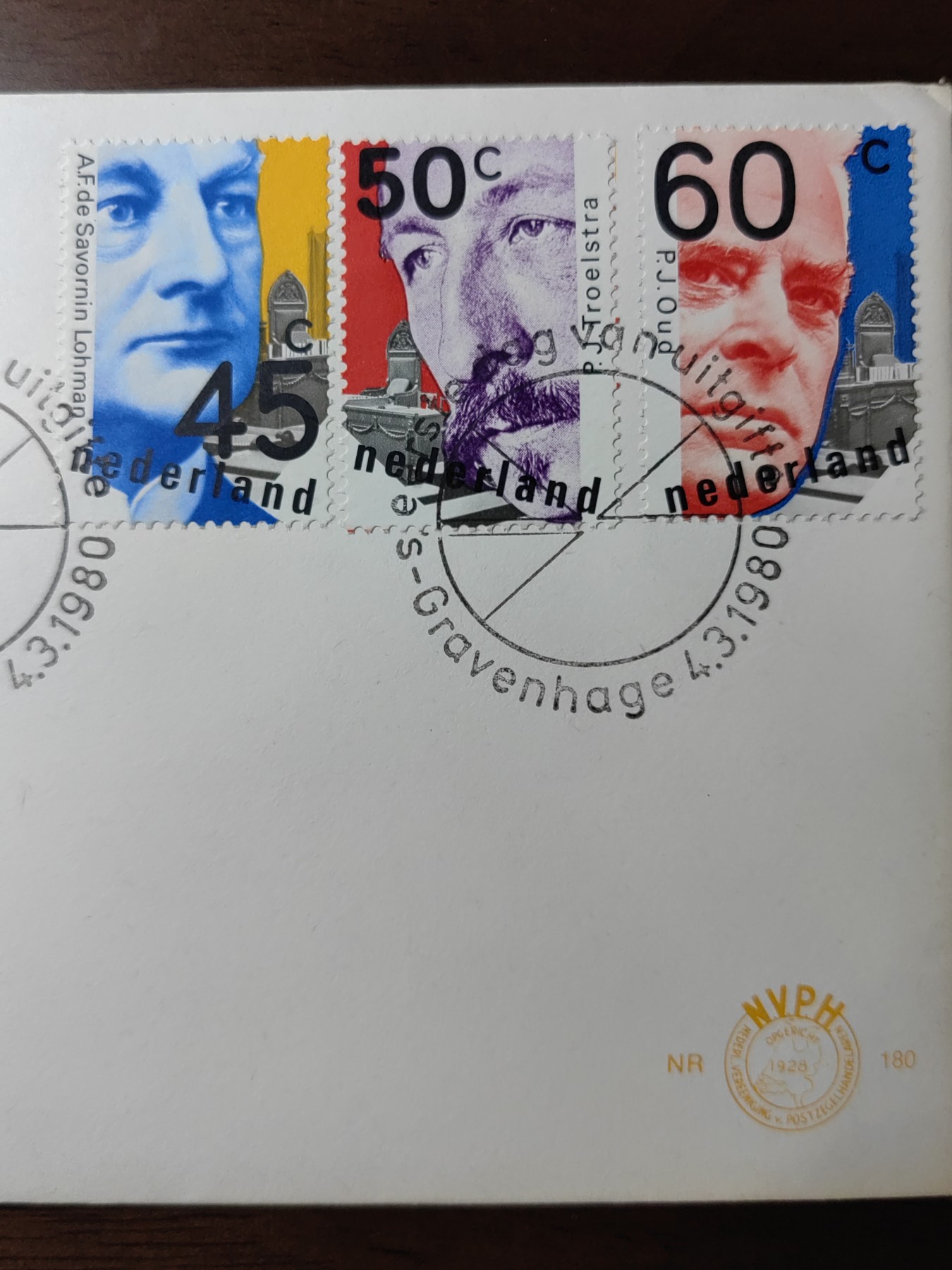 外国邮和小本票精品专场（秒杀和拍卖）第①⑥场 荷兰1980 荷兰政治家 首日封 