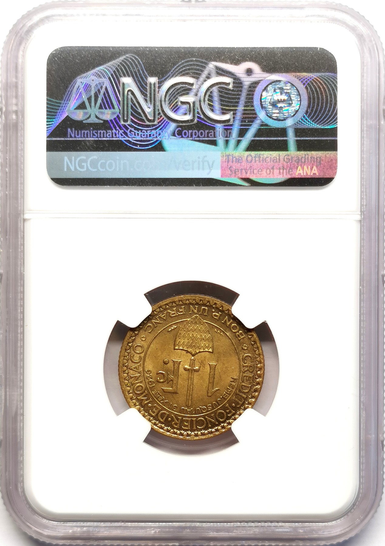 凡希社世界钱币微拍第二百五十一期 1924摩纳哥法郎铜币NGC-MS63