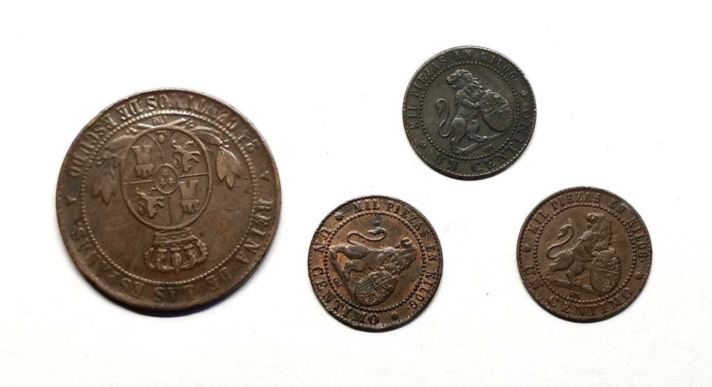 凡希社世界钱币微拍第二百五十一期 西班牙伊莎贝拉铜币四枚一组