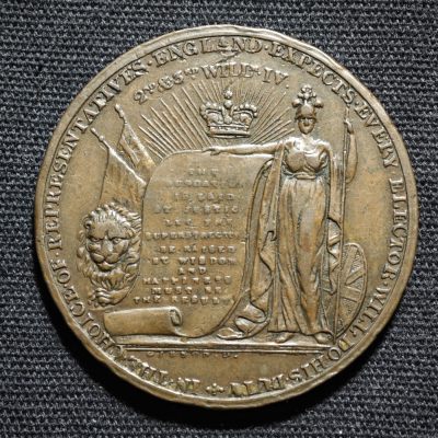 【德藏】世界币章拍卖第49期 ·【同一藏家专场3】（全场包邮） - 英国1832年下议院大改革法案颁布铜章 直径约：44mm 重约：32.8g