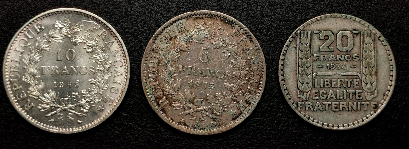 凡希社世界钱币微拍第二百五十一期 法国大银三枚一组