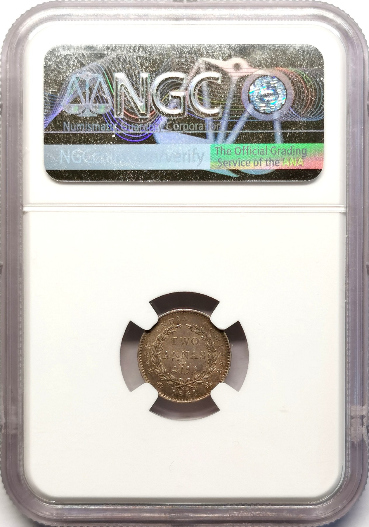 凡希社世界钱币微拍第二百五十一期 1841C英属印度小维2ANNA银币NGC-MS61原味深色包浆！