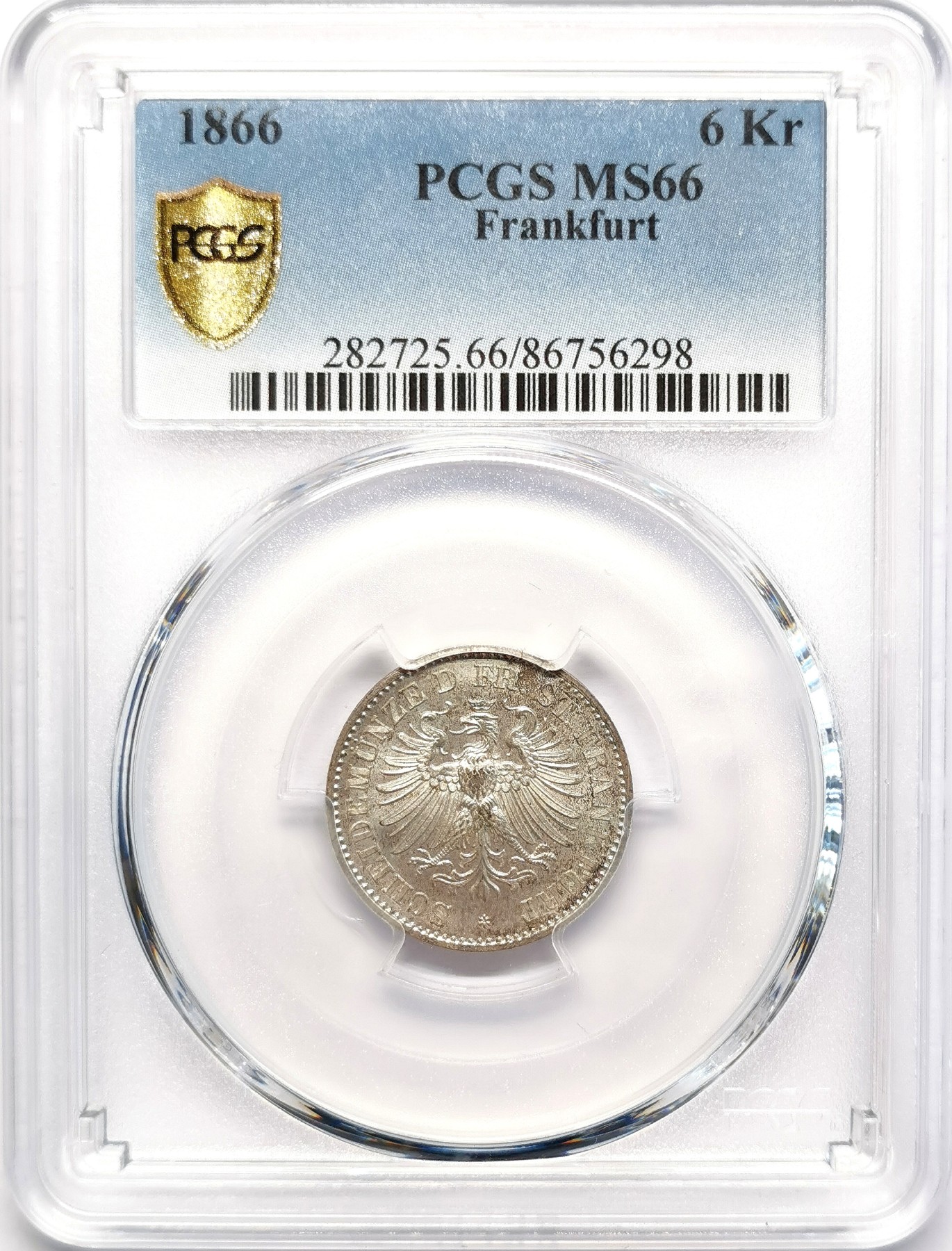 凡希社世界钱币微拍第二百五十一期 1866法兰克福6K银辅币PCGS-MS66