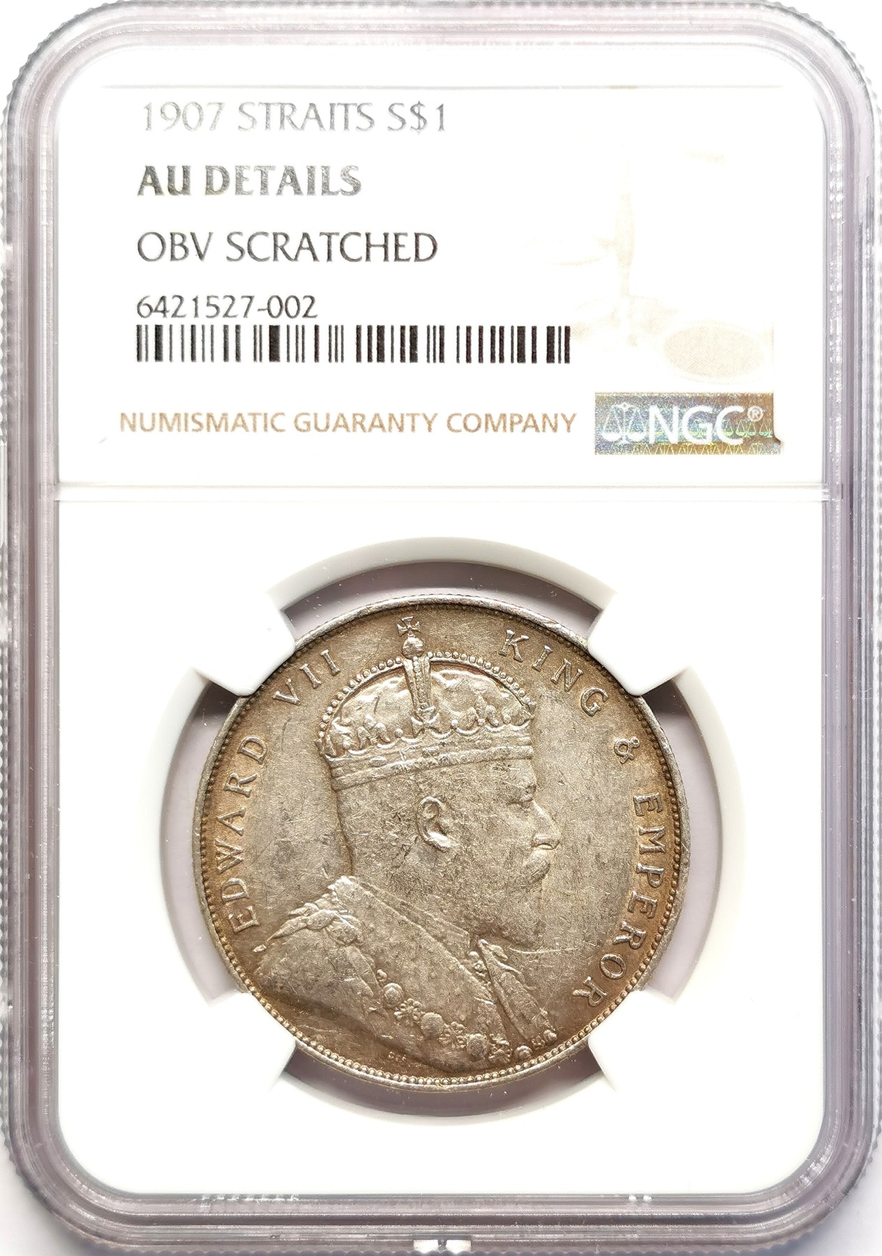 凡希社世界钱币微拍第二百五十一期 1907海峡殖民地爱七小壹元NGC-AUD
