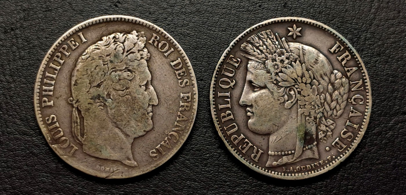 凡希社世界钱币微拍第二百五十一期 法国5法郎大银两枚