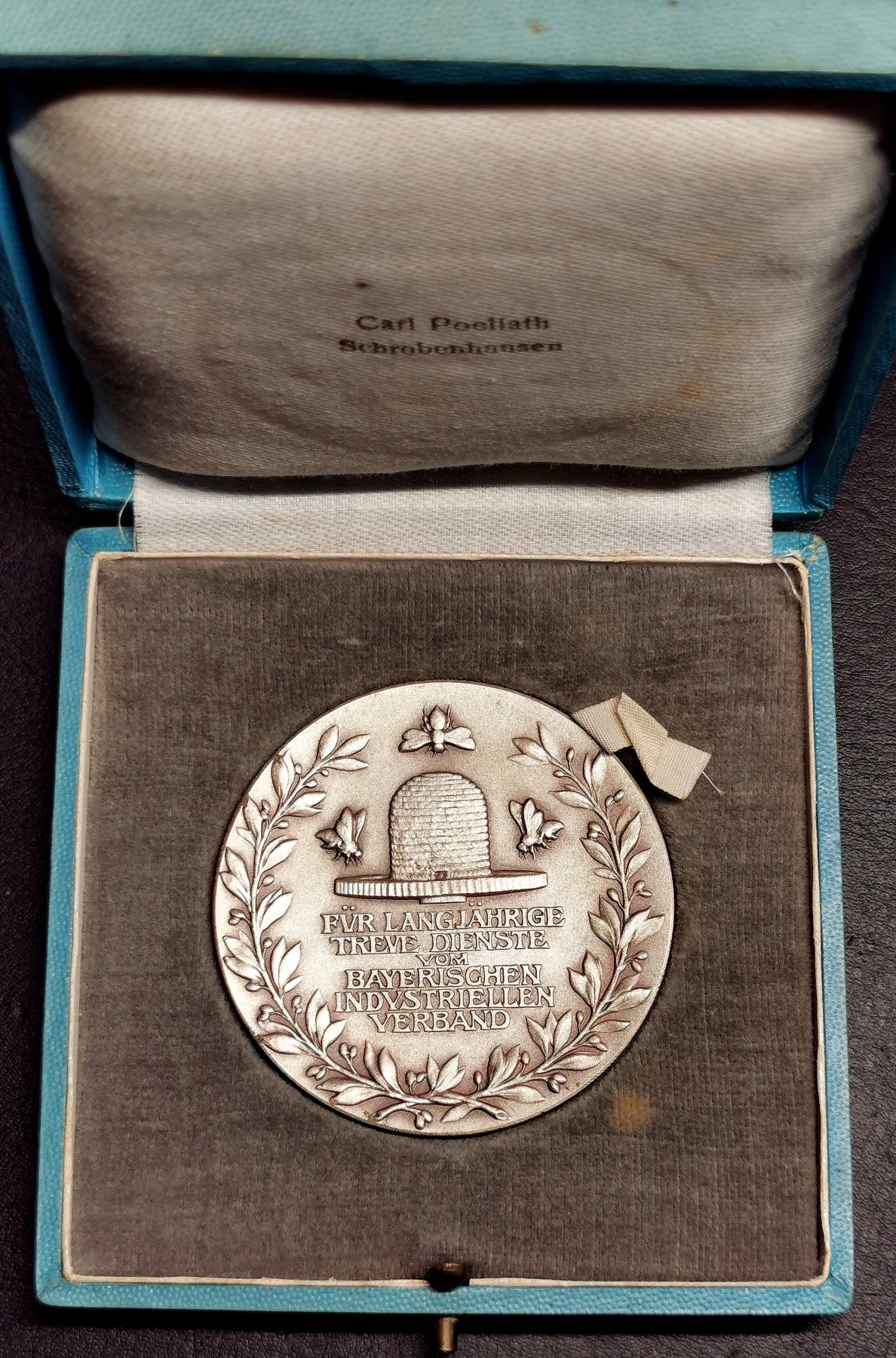 凡希社世界钱币微拍第二百五十一期 19世纪德国巴伐利亚工业协会银章 50mm附原盒