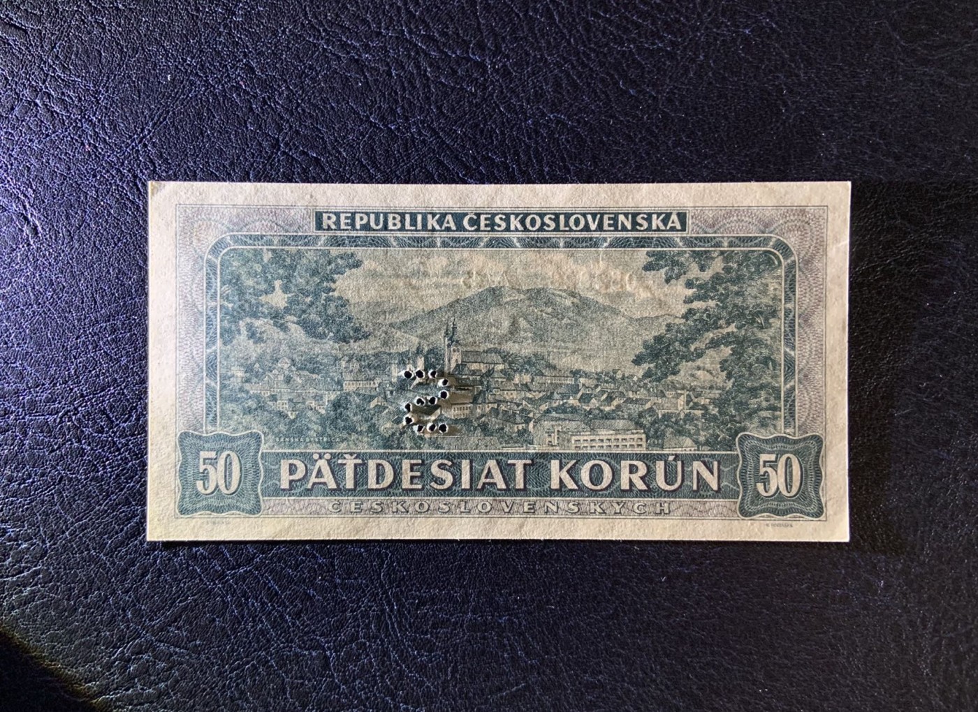 收藏联盟Quantum Auction 第298期拍卖  捷克斯洛伐克1948年50克朗S孔型样票 品相全新UNC 少见S孔 多见三孔