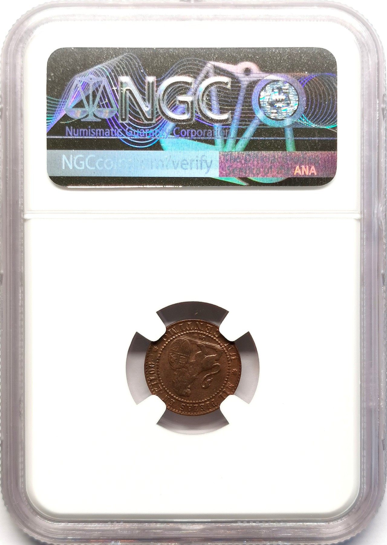凡希社世界钱币微拍第二百五十一期 1870西班牙拿花1分铜币NGC-MS64