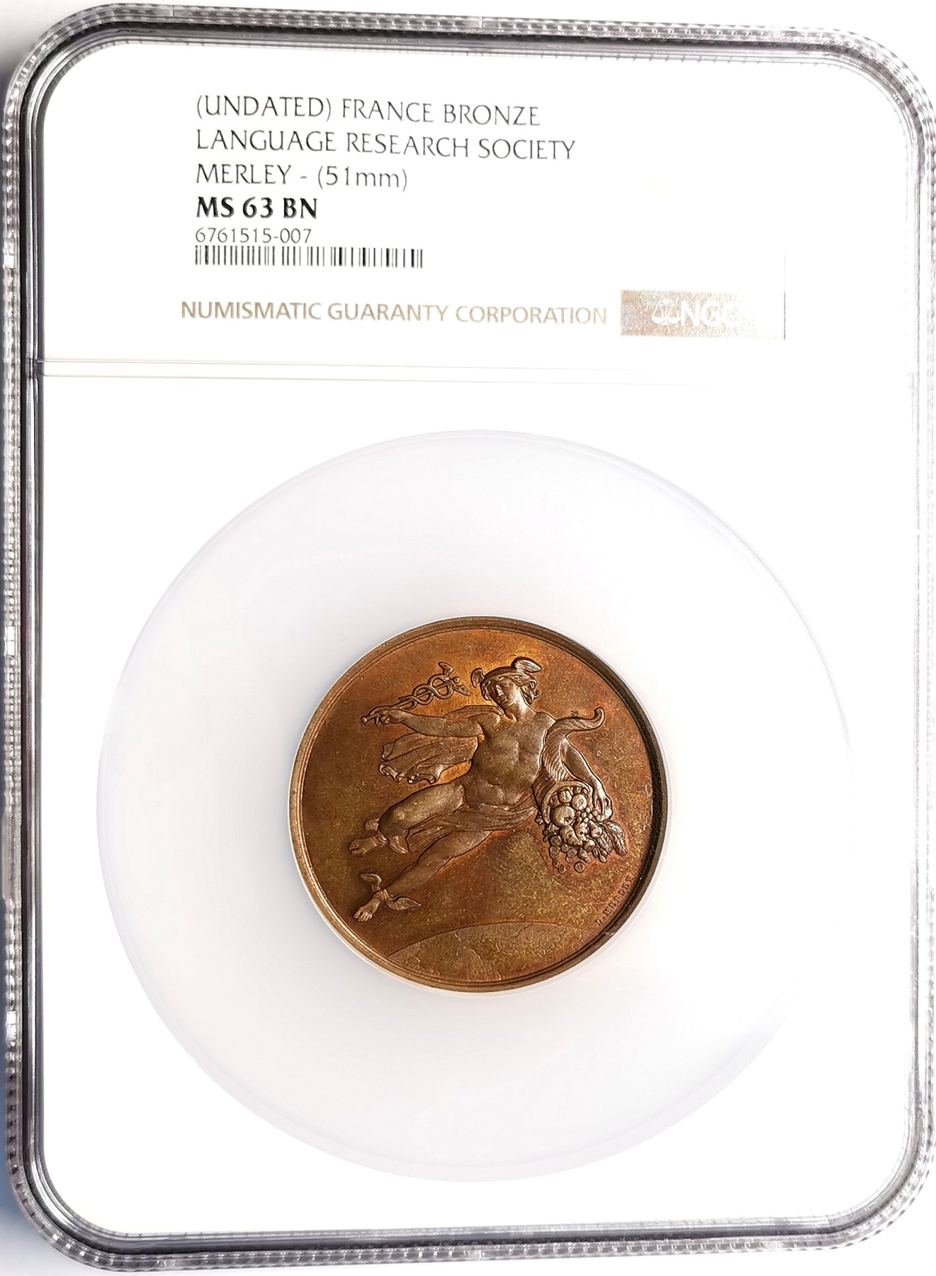 凡希社世界钱币微拍第二百五十一期 十九世纪法国语言研究学会纪念铜章NGC-MS63