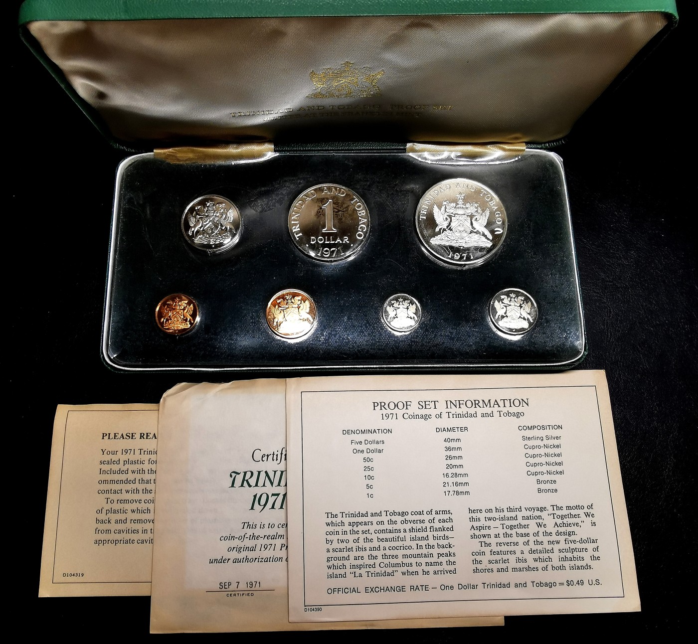 凡希社世界钱币微拍第二百五十一期 1971特立尼达与多巴哥精铸PS原盒证书！