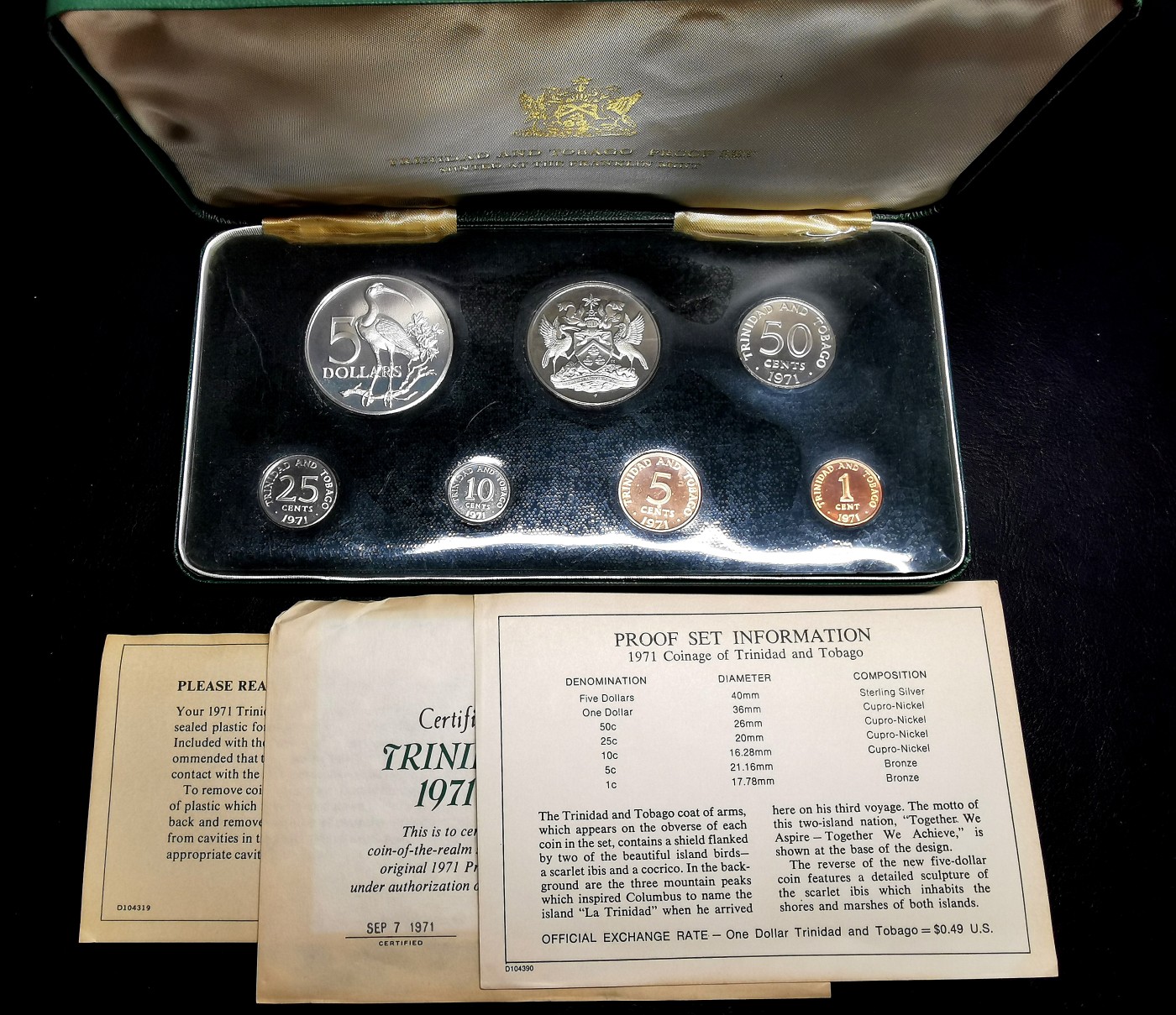 凡希社世界钱币微拍第二百五十一期 1971特立尼达与多巴哥精铸PS原盒证书！