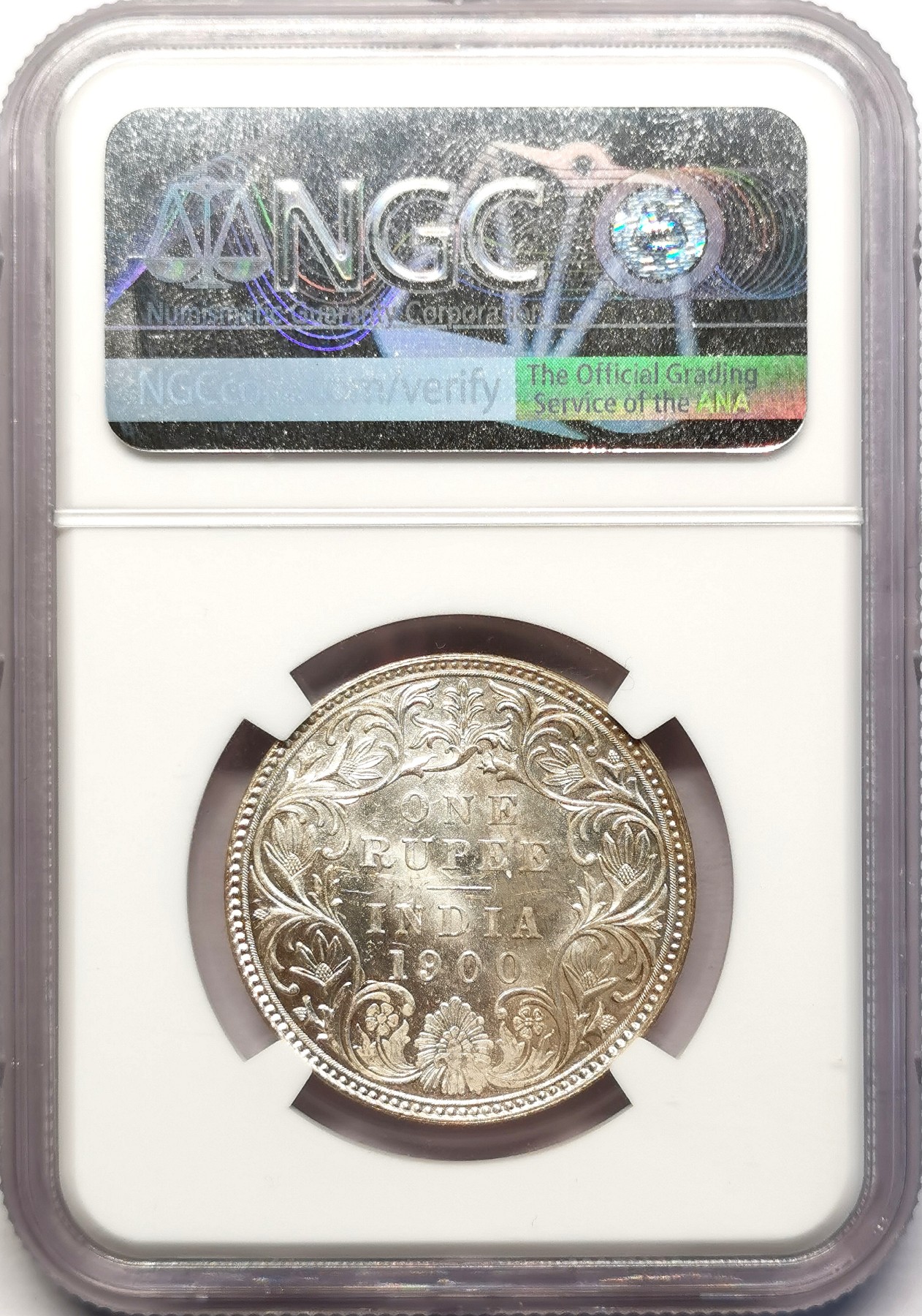 凡希社世界钱币微拍第二百五十一期 1900B英属印度小维卢比NGC-MS63