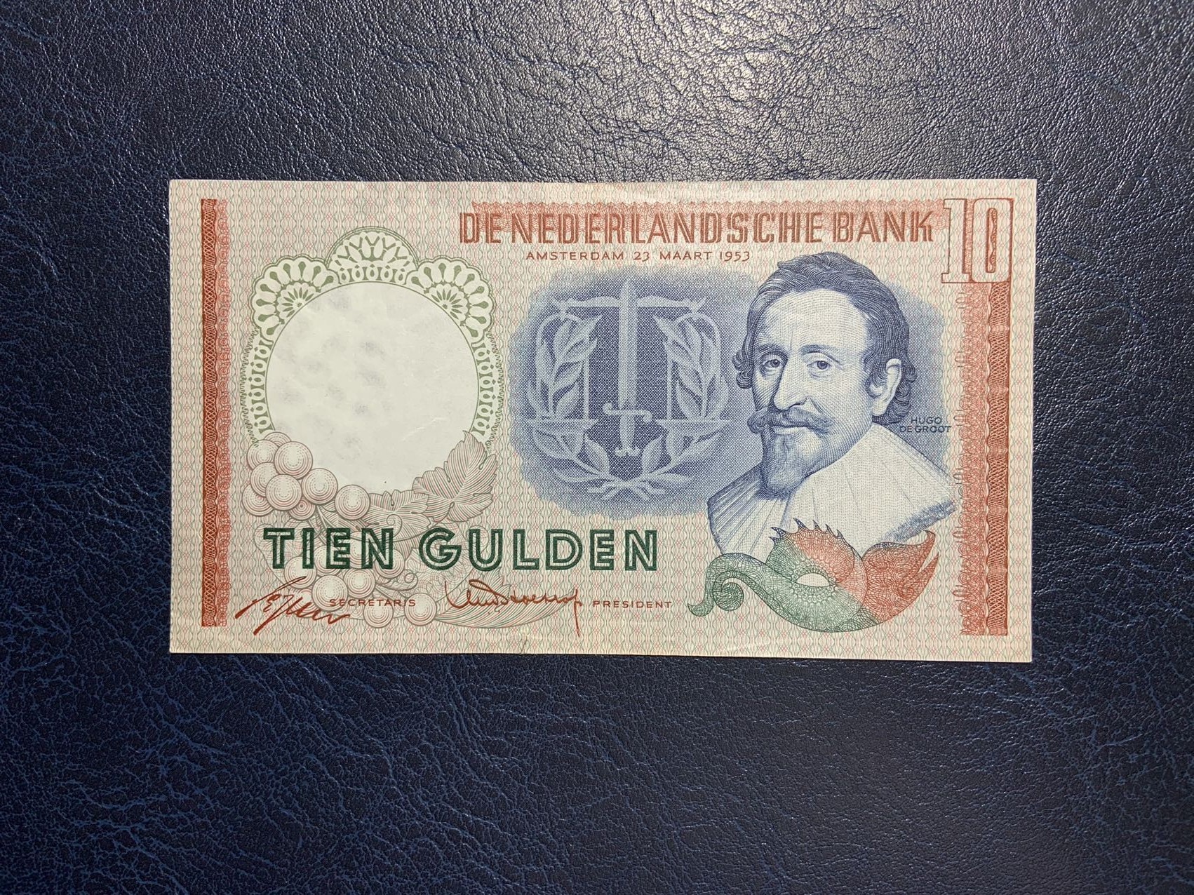 收藏联盟Quantum Auction 第298期拍卖  荷兰1953年10盾 品相如图 法学家格劳秀斯