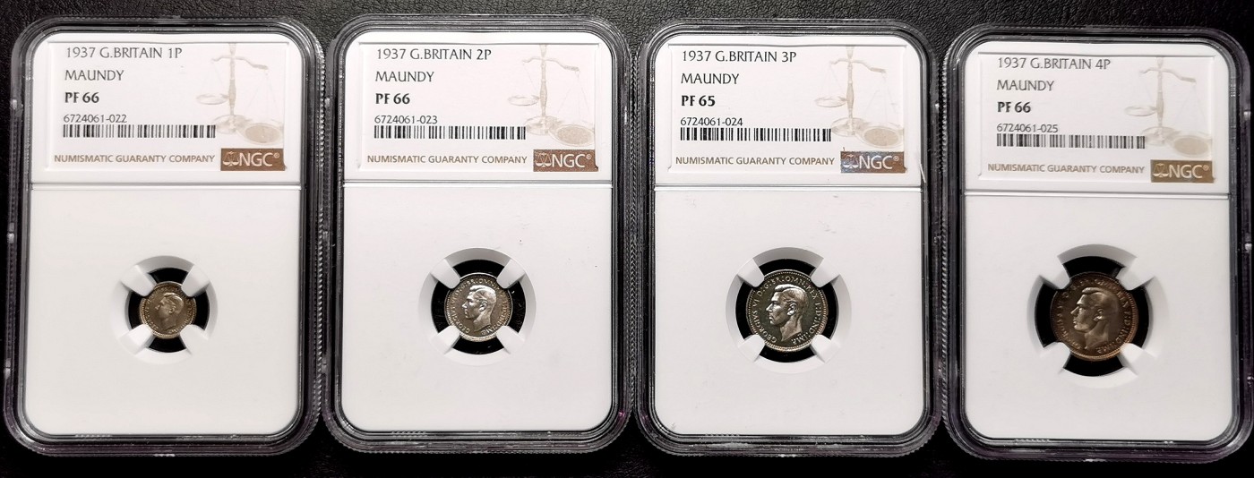凡希社世界钱币微拍第二百五十一期 1937英国乔治六世精铸PS十五枚NGC评级 原盒状态上佳！