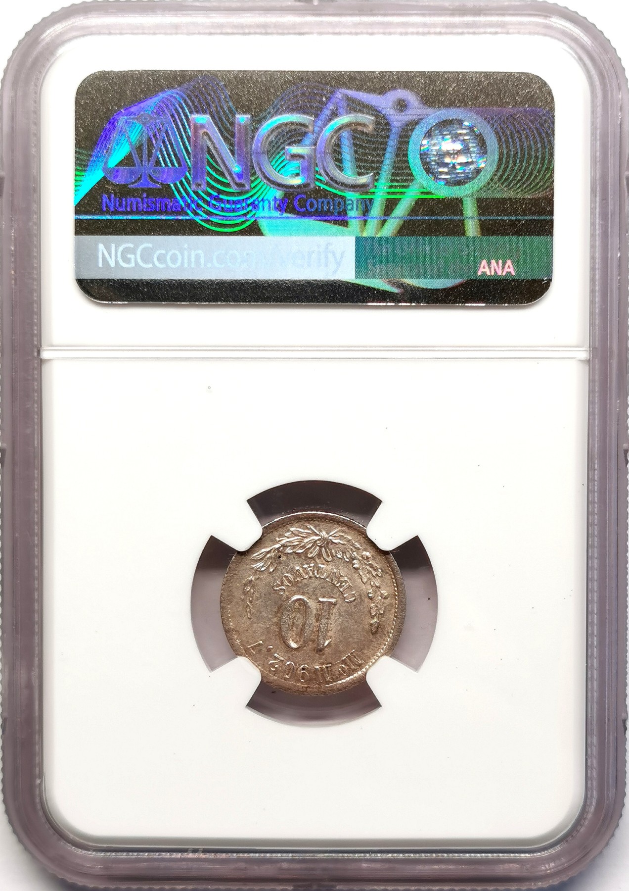 凡希社世界钱币微拍第二百五十一期 1884MO墨西哥鹰洋10分银毫NGC-MS62