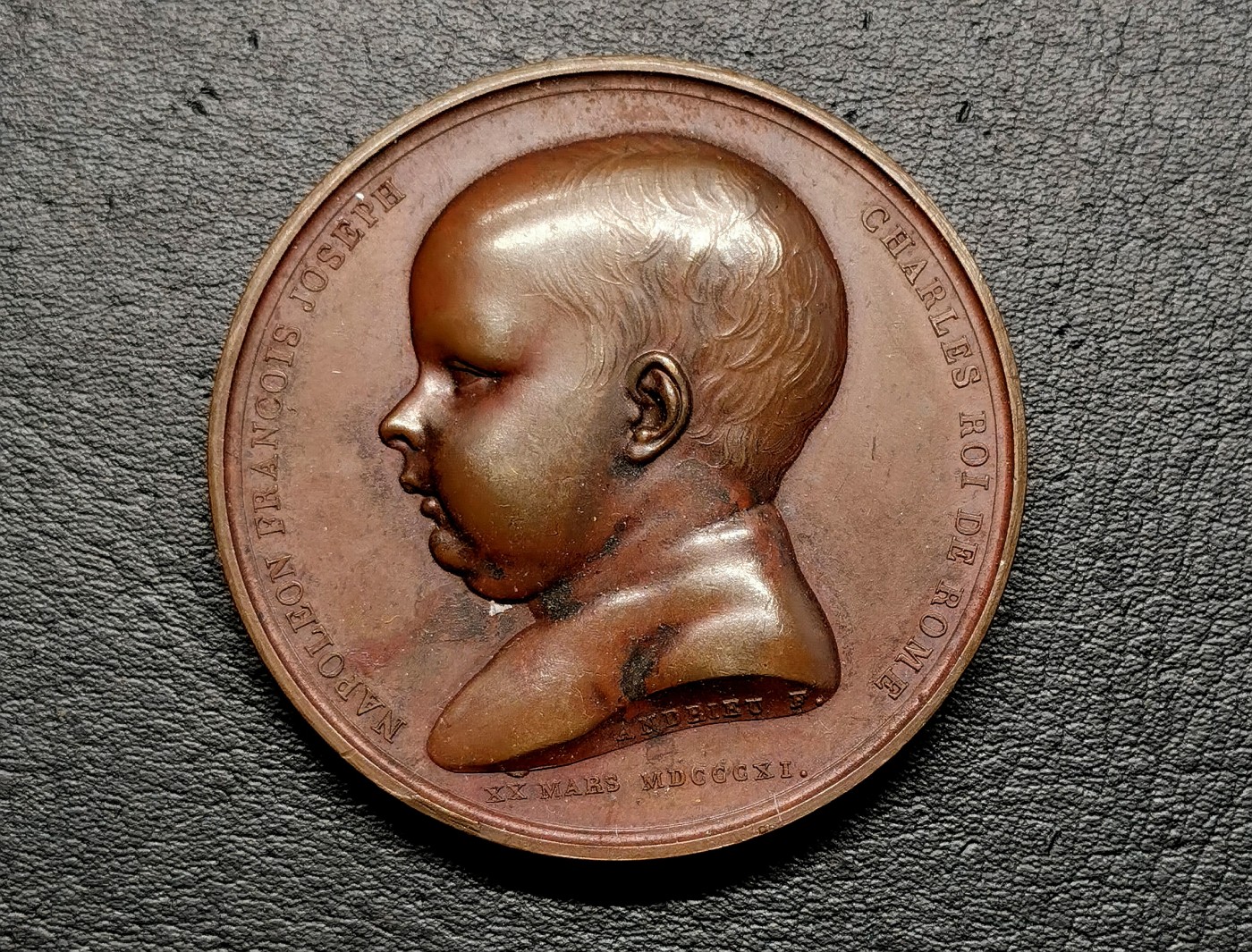 凡希社世界钱币微拍第二百五十一期 1811法国罗马王诞生纪念铜章AU