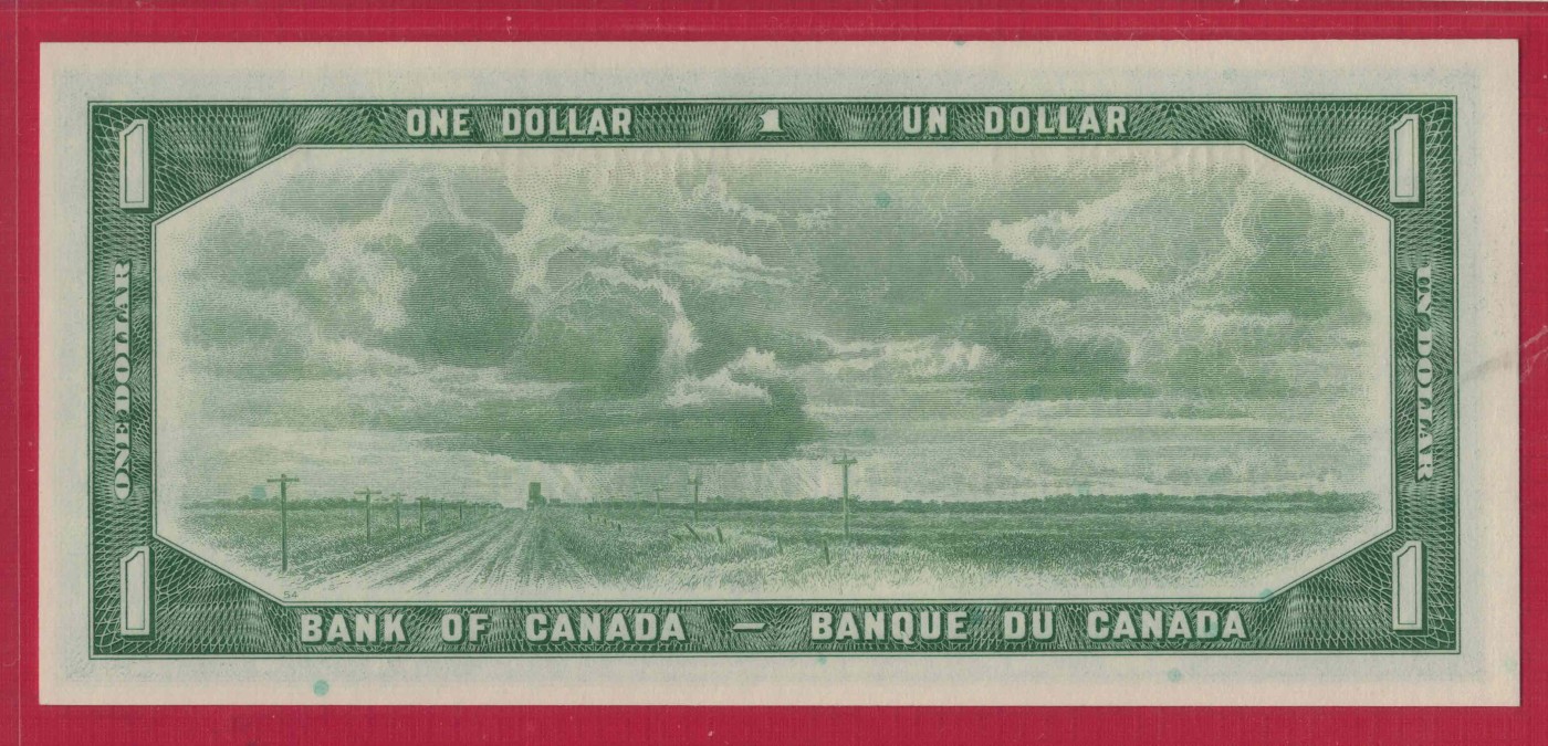 加拿大1元 1954年(1961年至1972年) P-75b* 补号钞(有*号) 美洲纸币 实物图 UNC