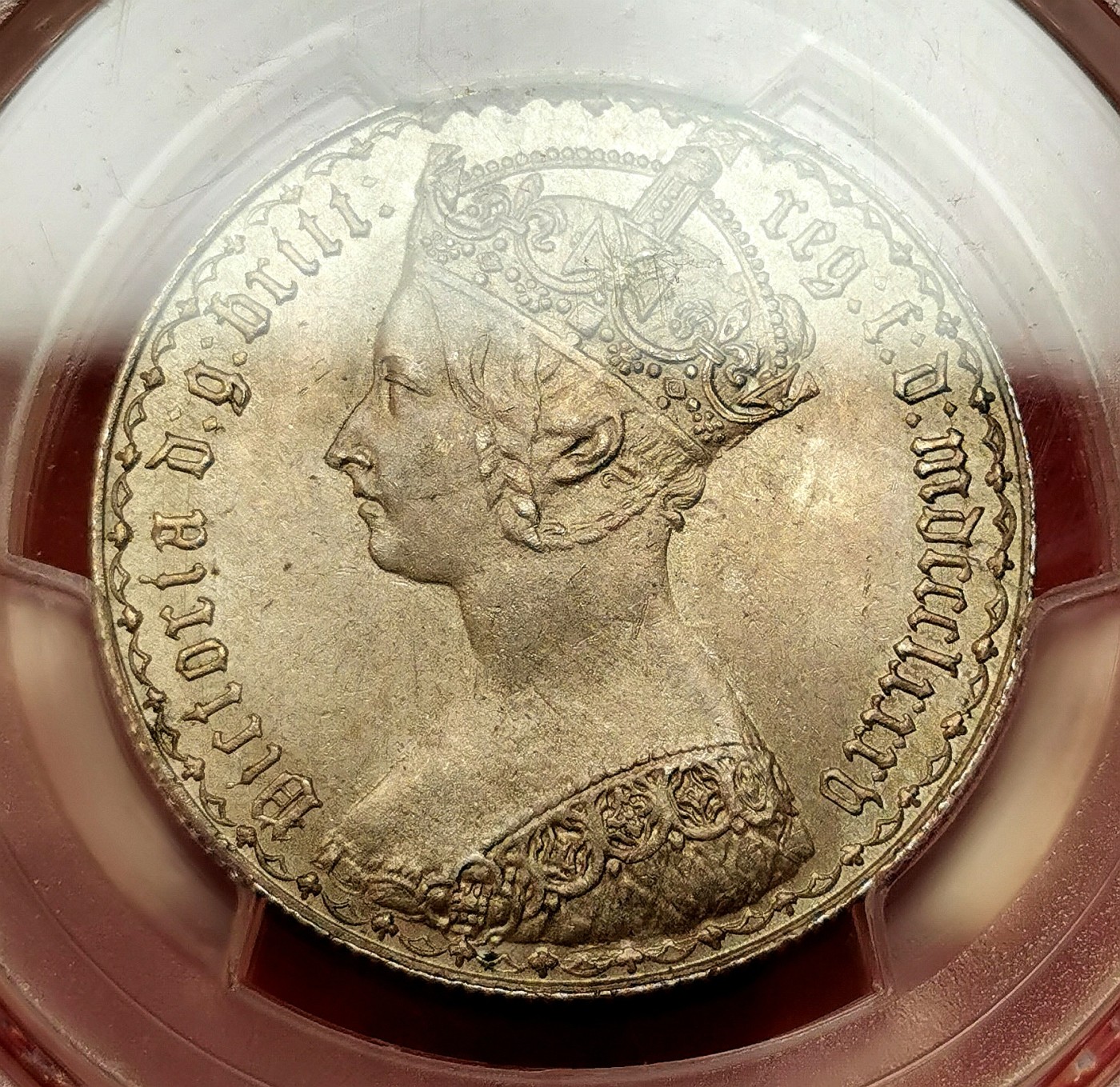 凡希社世界钱币微拍第二百五十一期 荐！1885英国小维哥特式佛罗林PCGS-MS63淡彩粉光！