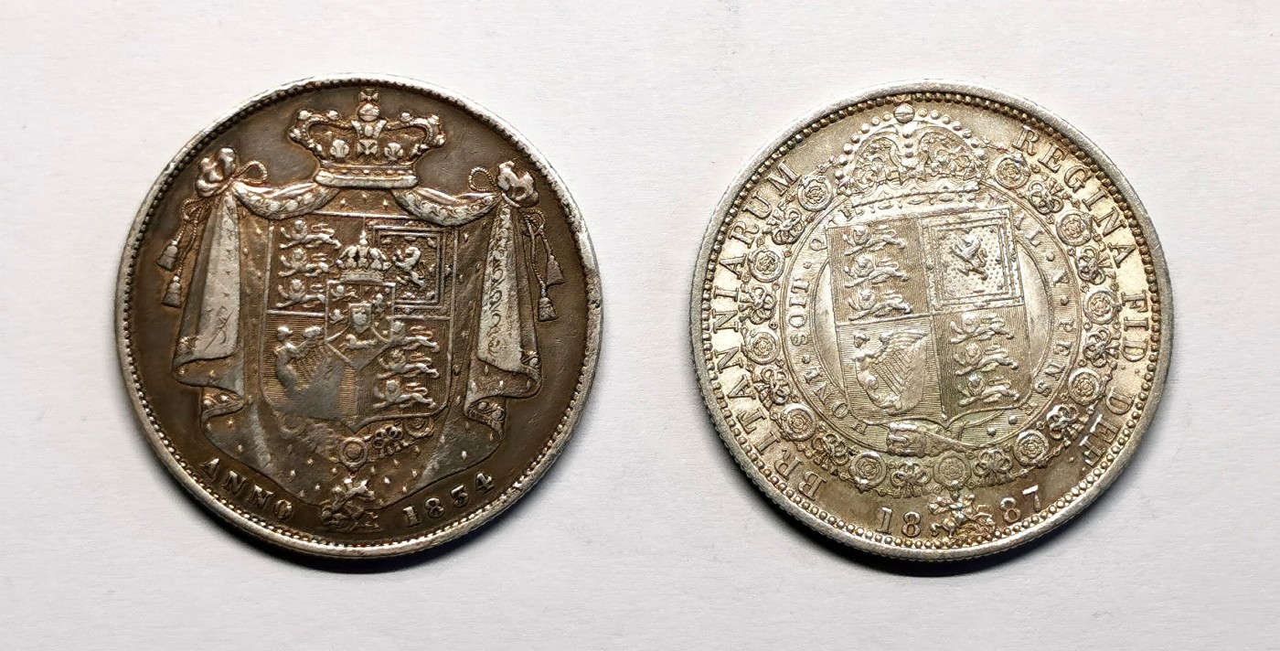 凡希社世界钱币微拍第二百五十一期 英国半克朗一对VF/AU