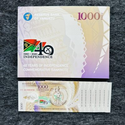 瓦努阿图2020年1000瓦图塑料钞，纪念钞，无4，带册 - 瓦努阿图2020年1000瓦图塑料钞，纪念钞，无4，带册