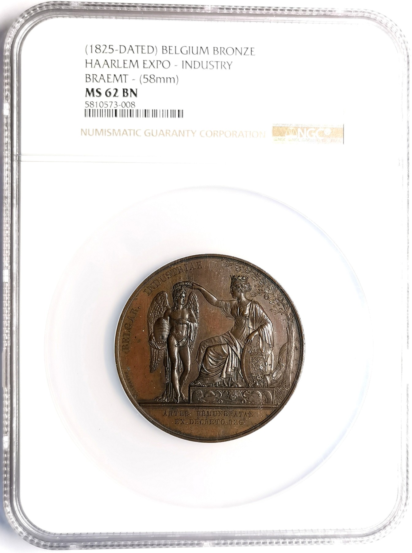 凡希社世界钱币微拍第二百五十一期 1825比利时哈勒姆博览会纪念铜章NGC-MS62